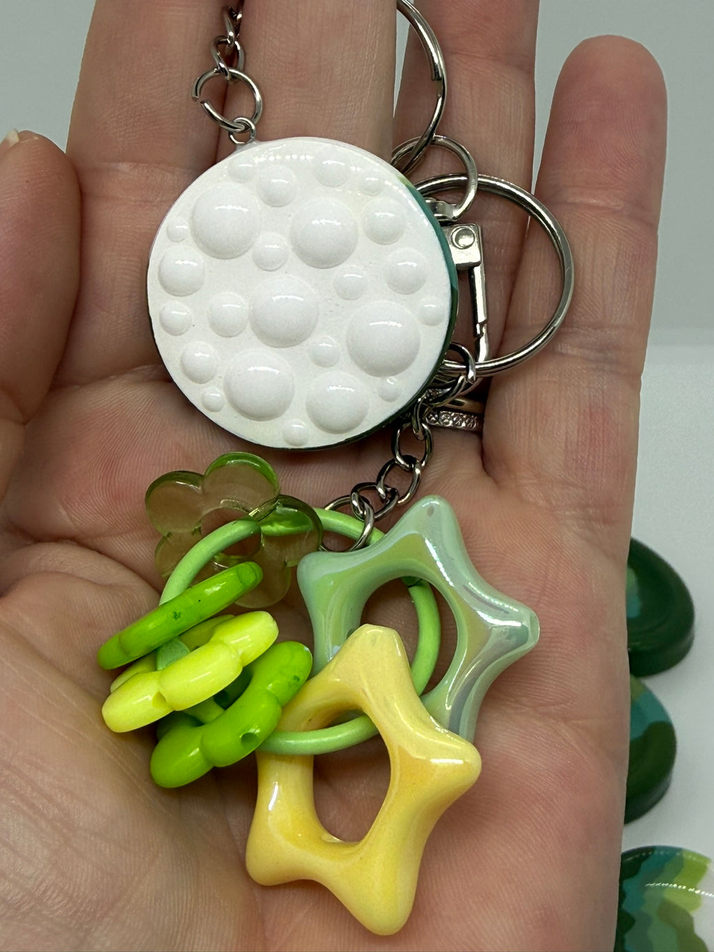 Forest Worry Stone Keyring, Dual Texture or with Tactile Keyring | Handmade Calming Tool